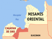 English: Map of Misamis Oriental showing the location of Cagayan de Oro