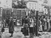 Lwow Ghetto, set up in late 1941 by Nazi Germany in occupied Poland, with 106,000 residents. By May 1942 (pictured), only 84,000 Jewish inmates remained.