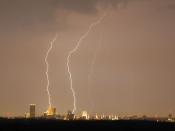 Lightning strikes over downtown Tulsa, Oklahoma.