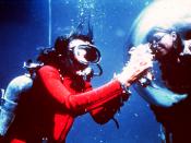 Dr. Sylvia Earle displays samples to aquanaut inside TEKTITE.