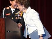 US Navy 090610-N-3135G-982 Navy Junior ROTC Cadet Cmdr. Jaqueline Duarte, valedictorian for the first graduating class from Hyman G. Rickover Naval Academy, is embraced by Eleanore Rickover, widow of Adm. Hyman G. Rickover