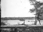 Wreckage of CSS Jamestown in the James River. (Photograph by Mathew Brady)