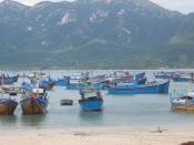 Fishing boats off Nha Trang, Vietnam. Blue is good luck and they all have the 