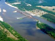 Coffeville Lock and Dam on the Tombigbee River near Coffeeville, Alabama. Coffeeville is the last lock and dam down the Tombigbee River to the Gulf of Mexico.