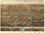 Bird's eye view of South Bend in 1866