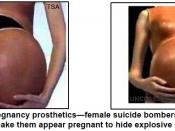 English: Illustration of pregnancy prosthetics, apparently used in connection with concealment of explosives by female suicide bombers.