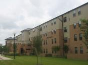 English: The exterior of the Raven Village Residence Hall at Sam Houston State University, Huntsville, Texas, USA.