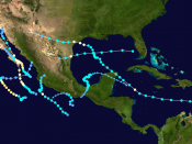 English: Tracks of all landfalling hurricanes in mexico during 2003