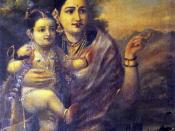 English: Raja Ravi Varma's Painting of Sri Krishna, as a young child with foster mother Yesoda