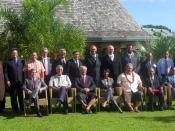 English: US Secretary of State Condoleezza Rice (center) attends a meeting with Pacific Islands foreign ministers at the Aggie’s Lagoon Resort in Mulifanua, Apia, Samoa. In attendance were fifteen foreign ministers, all members of the Pacific Islands Foru