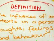 A photograph of a hand-written, student-generated definition of Social psychology.