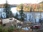 English: Construction at Meech Lake across from Willson House
