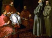 English: Blessed Egidius of Assisi, in levitation before Pope Gregory IX, by B. E. Murillo (Museum of Art of North Carolina)
