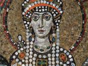Theodora. Detail from the 6th-century mosaic 