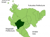 Location Map of Takeo in Saga Prefecture, Japan