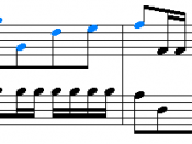Excerpt from Magnificat Fugue octavi toni No. 12 (bars 15–18). Fugue subject that appears once in this excerpt is highlighted.