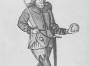 Depiction of the fictional character Amblett, on whom Shakespeare's Hamlet is based. From a 17th-century manuscript Icones Regum Daniae