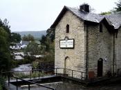 English: Killin Visitor Centre. The view south east across the Falls of Dochart.