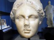 English: Head of Athena, at the Getty Villa. Greek, made in Asia Minor, B.C. 160 - 150. Once part of a large statue.
