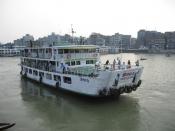 A steamer sails from Sadarghat on the Buriganga