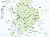 Map showing highland clans and lowland surnames
