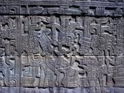 This stone carving from the South Ballcourt at the archaeological site of El Tajin, Veracruz, Mexico depicts a scene of human sacrifice.