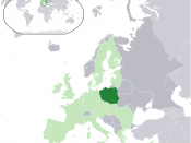 Location map: Poland (dark green) / European Union (light green) / Europe (dark grey); inspired by and consistent with general country locator maps by User:Vardion, et al