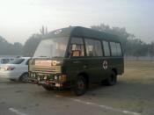 English: Indian Army`s light ambulance Swaraj Mazda T3500, with 