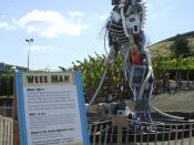 English: Weee Man, Eden Project WEEE stands for Waste Electrical and Electronic Equipment and the giant sculpture represents the total amount of electronic waste an average person in the UK will consume in a lifetime.
