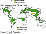 Top: Arid ice age climate Middle: Atlantic Period, warm and wet Bottom: Potential vegetation in climate now if not for human effects like agriculture. Adams J.M. & Faure H. (1997) (eds.), QEN members. Review and Atlas of Palaeovegetation: Preliminary land