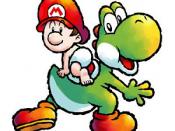 Yoshi carrying Baby Mario as seen in Yoshi's Island DS. The aspect of protecting babies from enemies is an important part of the Yoshi's Island games.