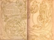 Endpapers of the original run of books in the Everyman's Library, 1906, based on the art of William Morris's Kelmscott Press (Arts and Crafts movement]] style). Quote from the play Everyman.