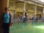 Bath, England: site of the Roman Baths, a world heritage site. The naturally hot water is channeled into this lead-lined bathing pool (not used now, of course.) The ancient Romans would come here to bathe, sauna, get a massage - an ancient day spa.
