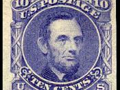 English: Lincoln 10-cent stamp essay, 1869