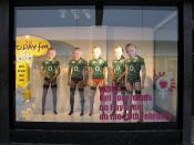 English: Window dressing, Mary Street, Dublin (2) On the weekend of the six nation, Ireland v Scotland rugby match.