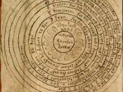 English: The geocentric world view. From an Icelandic manuscript, written between 1747 and 1752. Now in the care of the Árni Magnússon Institute in Iceland.