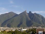 A photograph of Cerro de la Silla, a mountain in Monterrey, Mexico.