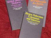 The suhrkamp taschenbuch wissenschaft series was started in 1973 with Habermas's Erkenntnis und Interesse (Knowledge and Human Interests) (1968). The other two books pictured here are by Hegel and Otfried Höffe respectively.