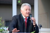 The politician Josef Pühringer, governor of Upper Austria, at the opening of the new art therapy centre in the Caritas institution St. Pius in Peuerbach, Austria.