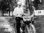 Rural mail carrier Claude G. Varn on a Harley Davidson motorcycle: Bartow, Florida