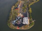 Aerial view of the museum on Acton Peninsula