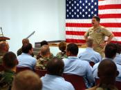 Gulfport, Miss. (Aug. 23, 2005) - Master Chief Petty Officer of the Navy (MCPON) Terry Scott speaks to more than 60 chief petty officer selectees from Gulfport and Pascagoula, Miss. MCPON Scott explained to the new selectees the importance of learning the