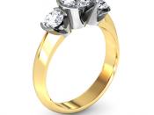 English: Three stone engagement ring - in yellow gold - 1791 Diamonds