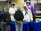 Sailors discuss the ONR Tech Solutions program.