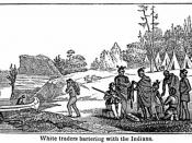 Woodcut, Unknown Artist, White Traders bartering with Indians
