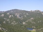 English: View looking towards the Black Elk Wilderness in the Black Hills, South Dakota, USA. Horsethief Lake can be seen in the foreground.