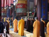 English: Chinese Buddhist monks performing a formal ceremony in Hangzhou, Zhejiang Province, China.