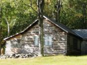 English: The Robert Frost Cabin in Ripton, Vermont, part of the Robert Frost Farm National Historic Landmark.