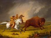 Assiniboine hunting buffalo, 1851–56, an oil painting exemplifying the strong influence of European classic art conventions on Kane's studio work.