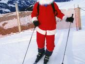 Santa Clause on skies in Adelboden, Switzerland